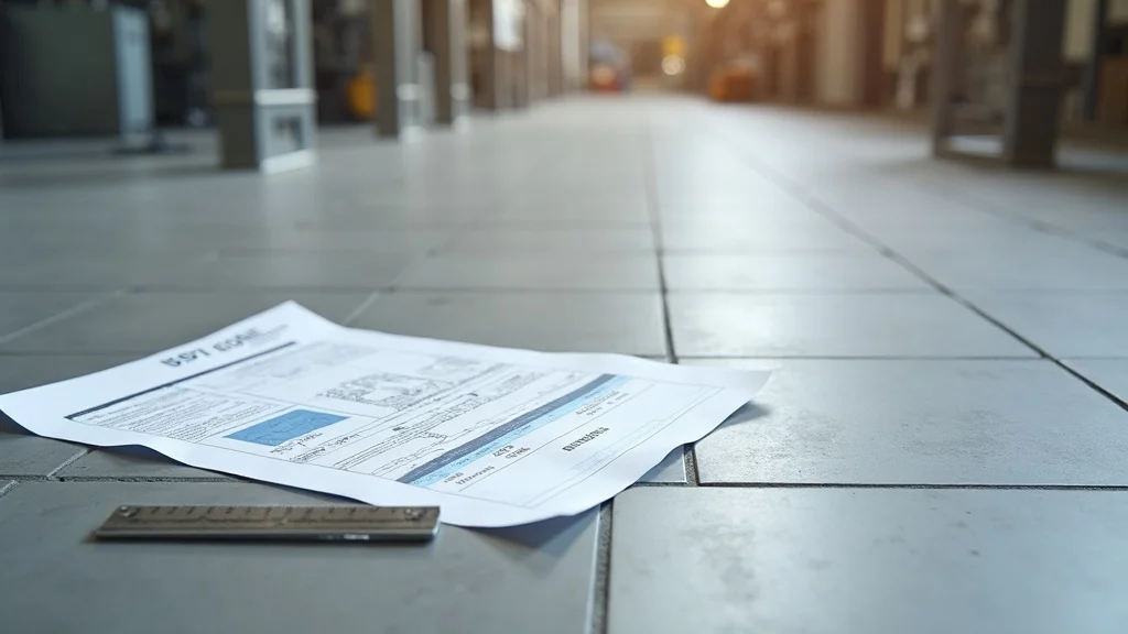 Technisches Datenblatt auf einer Industriefliese