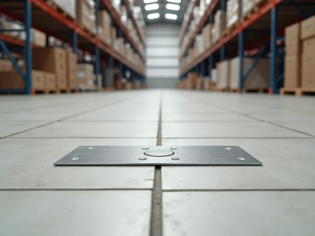 Regalfuß auf keramischem Industriefliesenboden