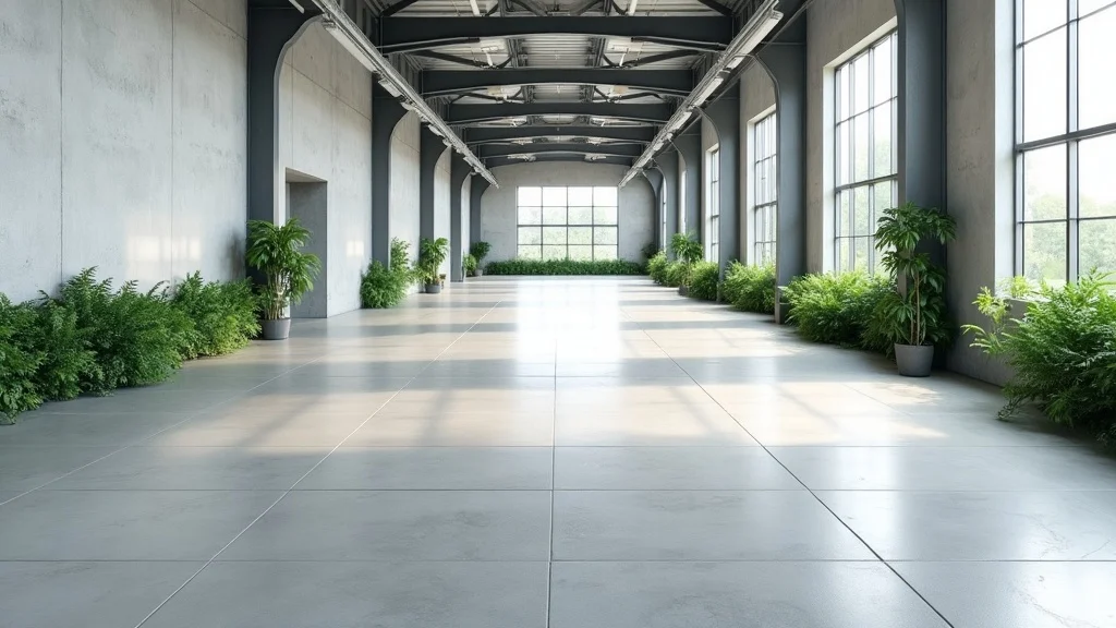 Helle Industriehalle mit langlebigem Fliesenboden